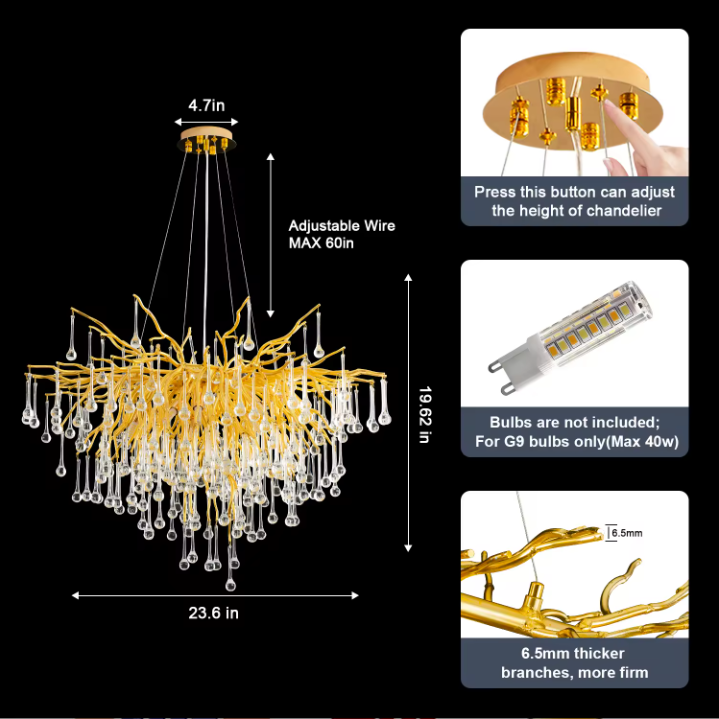 Modern Gold Tree Branch Chandelier
