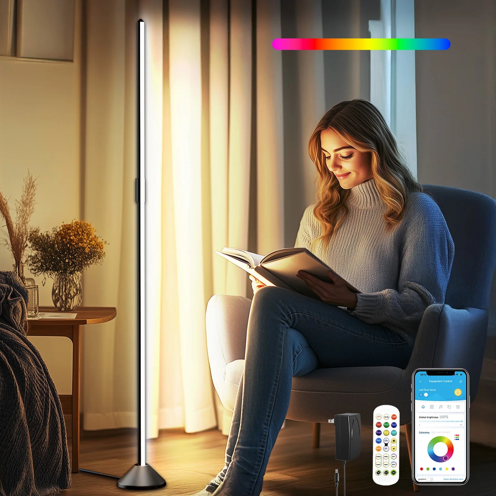 RGBIC LED Corner Floor Light - WiFi & Alexa Controlled