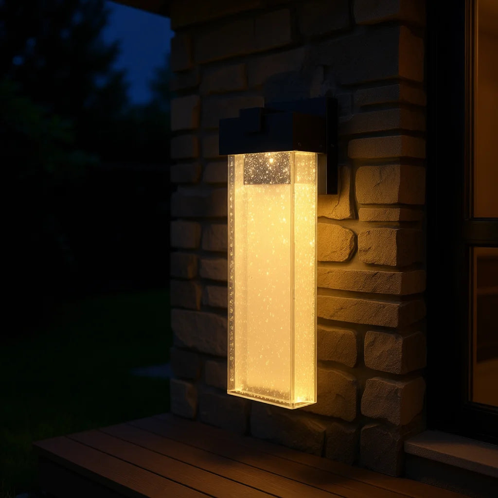 Opeloak 18" Modern Outdoor LED Wall Light | Bubble Crystal Sconce