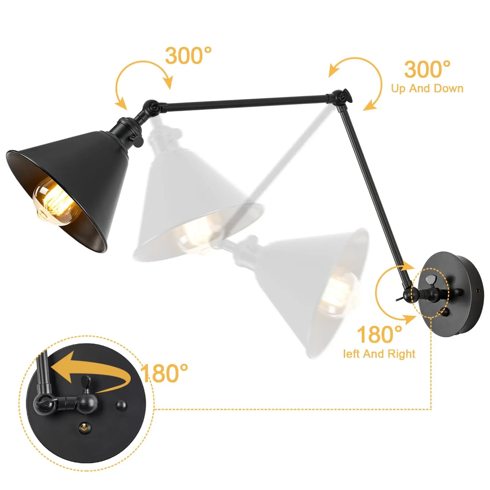 Vintage Adjustable Swing Arm Wall Lamp