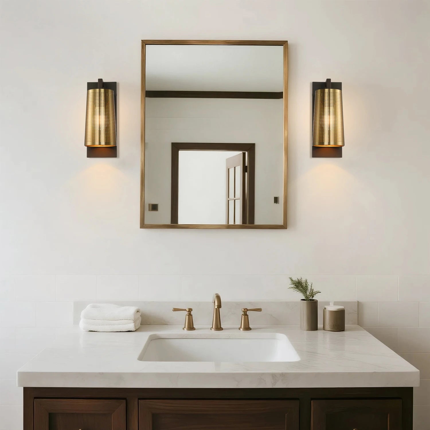 Mid-Century Modern Antique Brass Wall Sconce