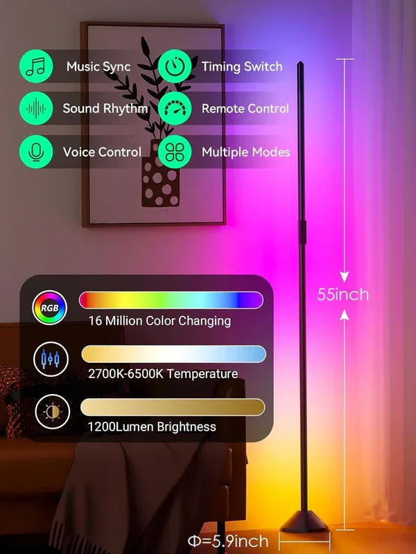 RGBIC LED Corner Floor Light - WiFi & Alexa Controlled