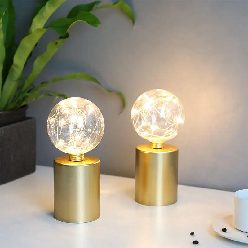 Opeloak Set of 2 Gold Battery Powered Table Lamps