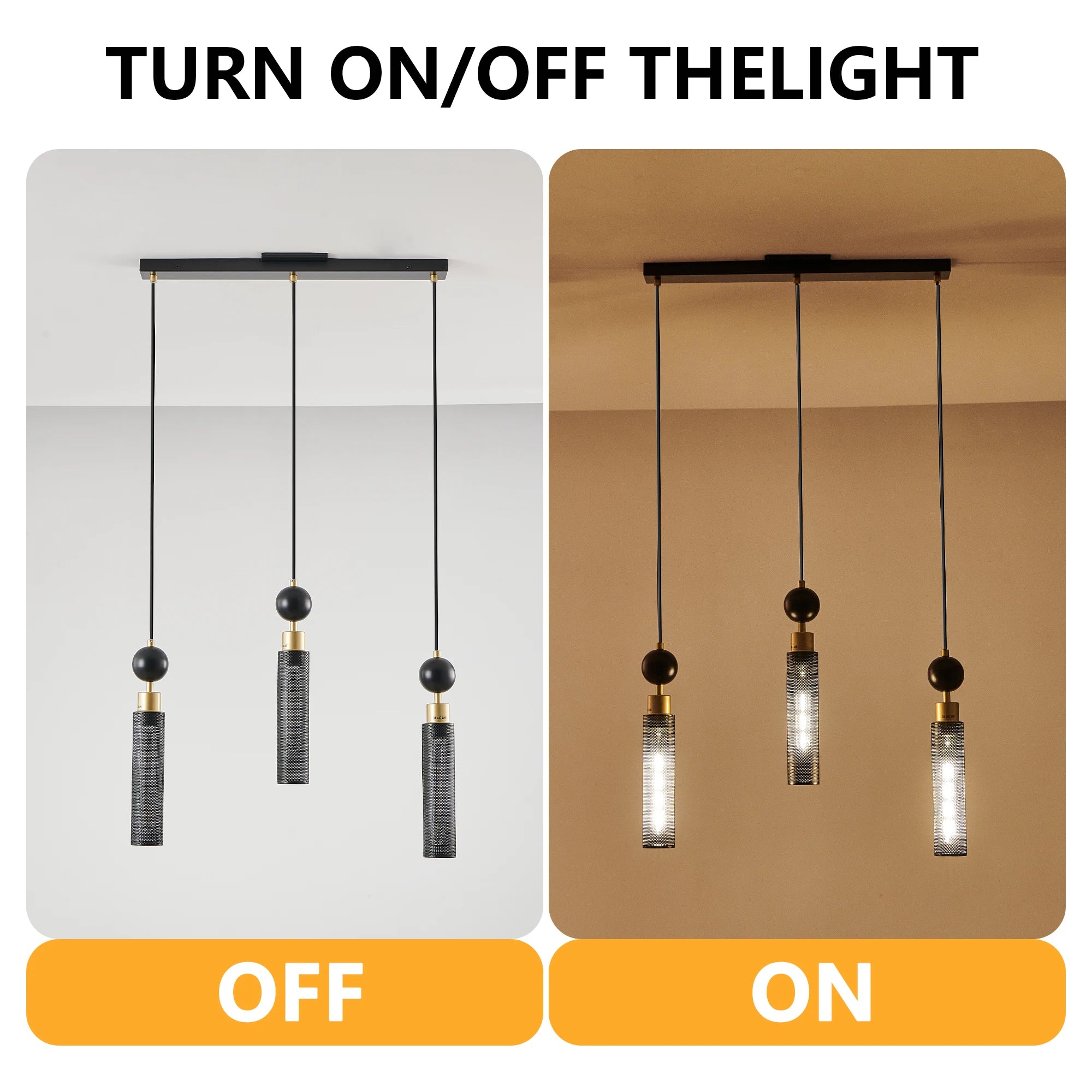 Modern Black and Gold 3-Light Pendant Chandelier