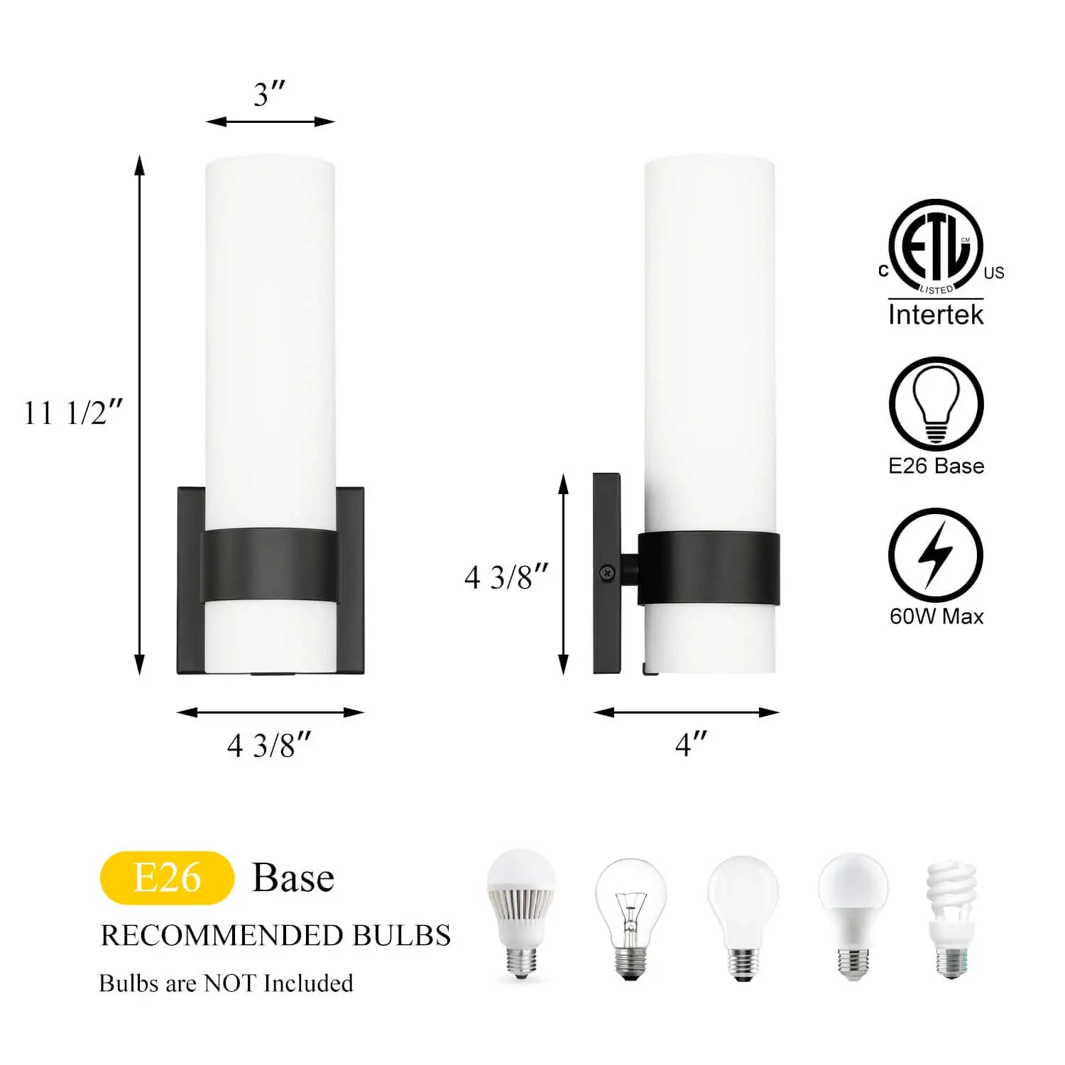Opeloak Modern Matte Black Vanity Light