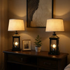 Modern Farmhouse Touch Control Table Lamps with USB-A & C Ports