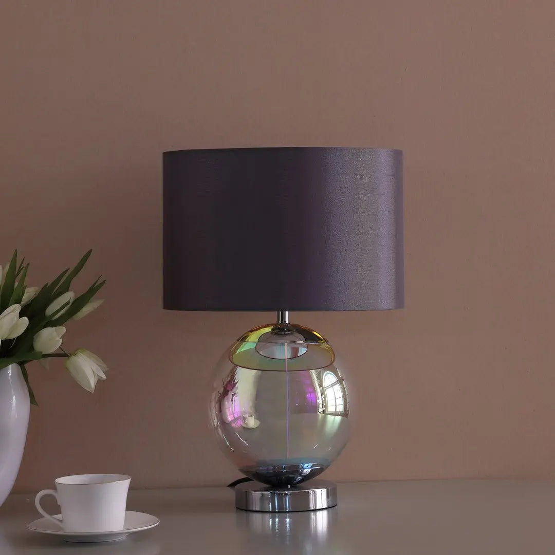Artie Orb Iridescent Chrome Glass Table Lamp