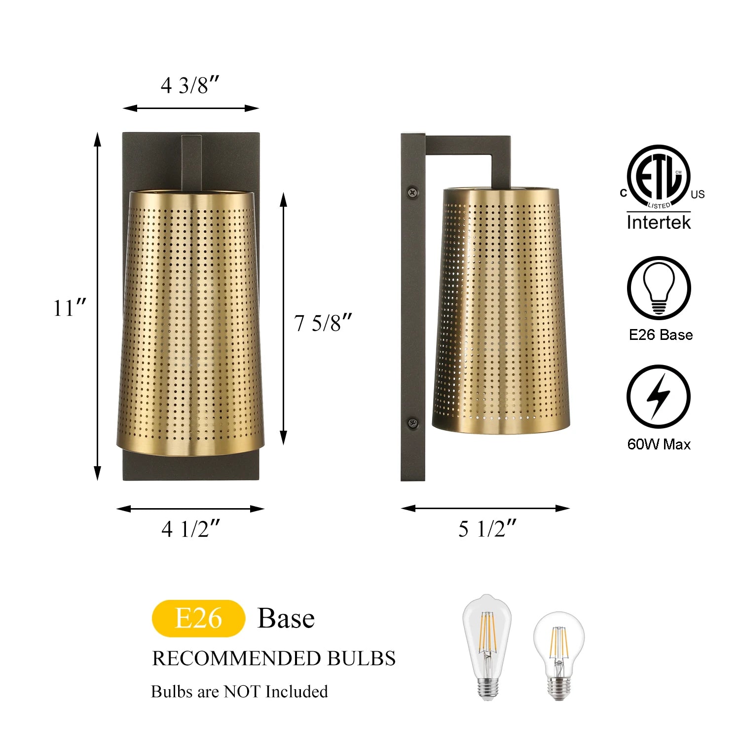 Mid-Century Modern Antique Brass Wall Sconce