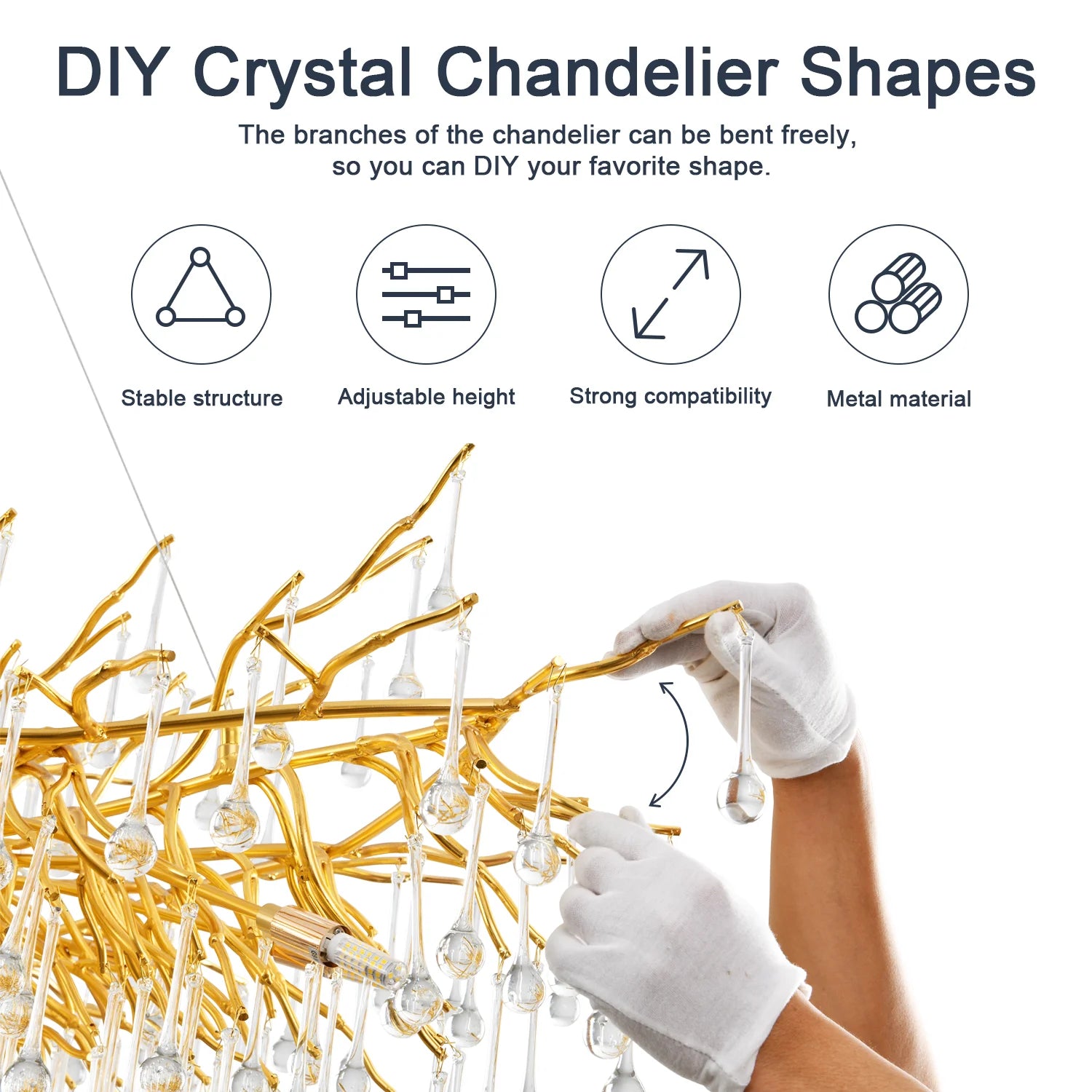 Modern Gold Tree Branch Chandelier