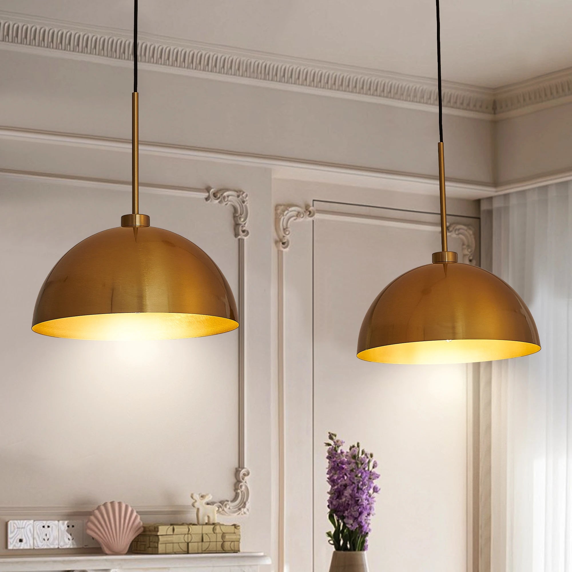 41" Modern Industrial Double Dome Pendant Light