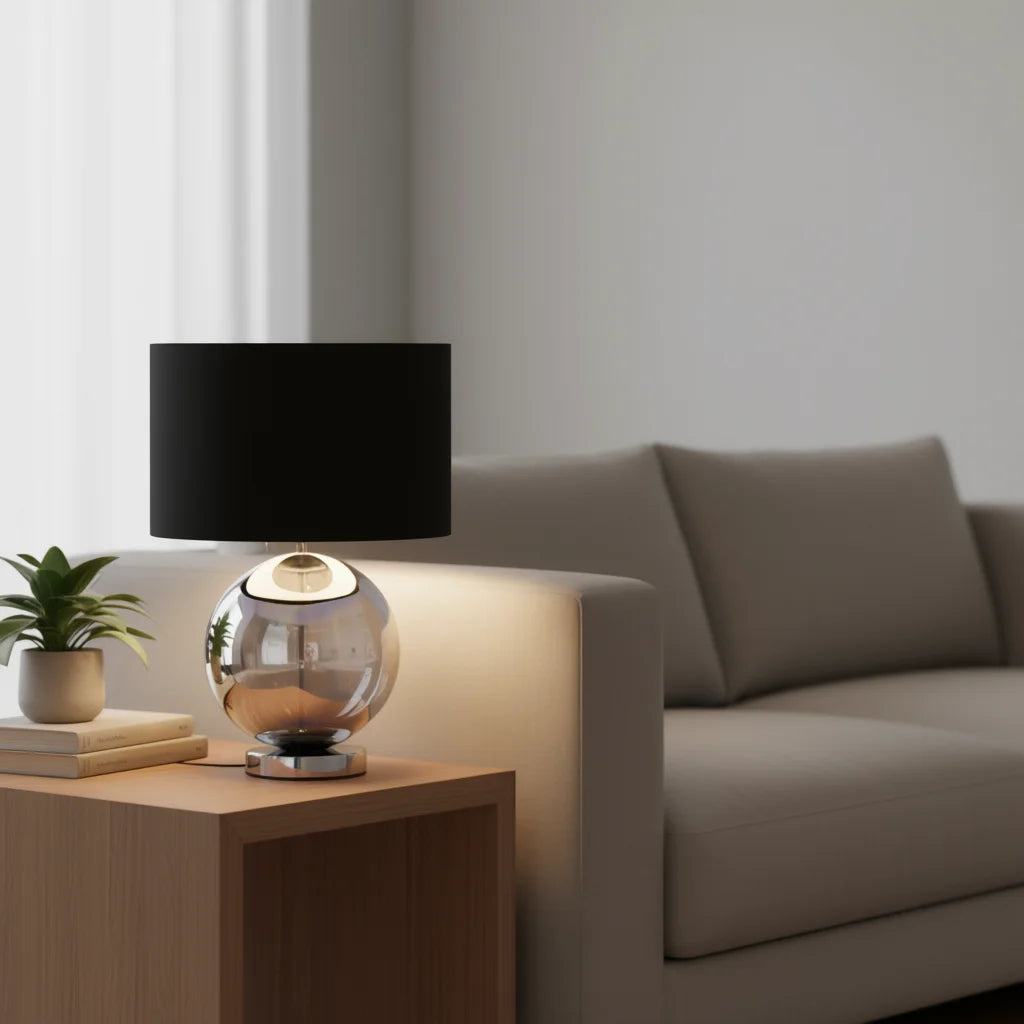 Artie Orb Iridescent Chrome Glass Table Lamp