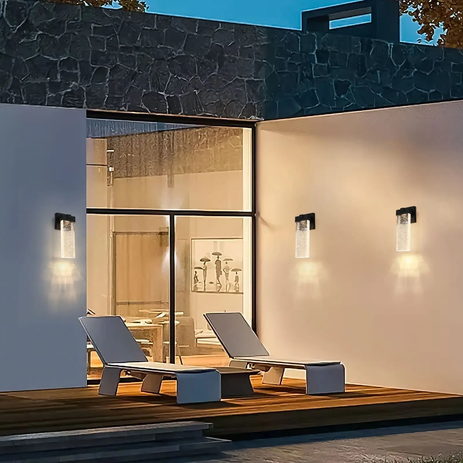 DB Outdoor Waterproof Transparent LED Crystal Wall Lamp - 2 Pack