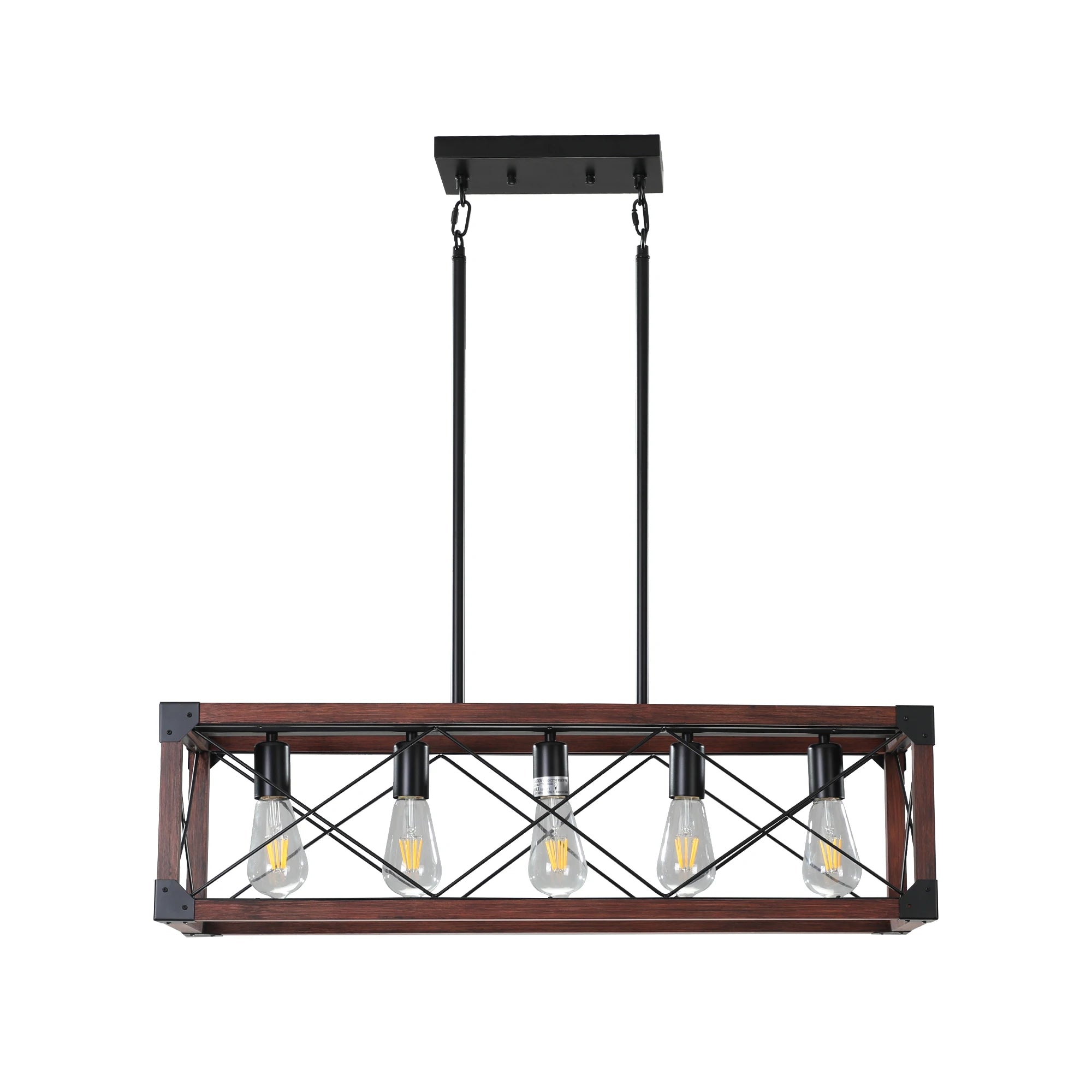 33.5-Inch 5-Light Farmhouse Linear Chandelier