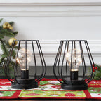 Set of Two Metal Cage Lamp Round Table Lamp for Holiday Decor (2pcs)