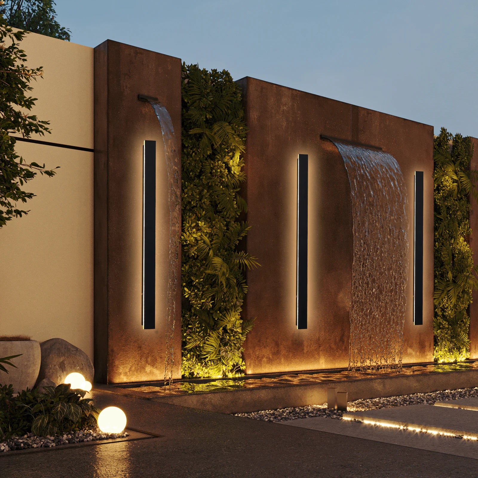 IP65 Waterproof Black LED Outdoor Wall Lamp | Strip Light