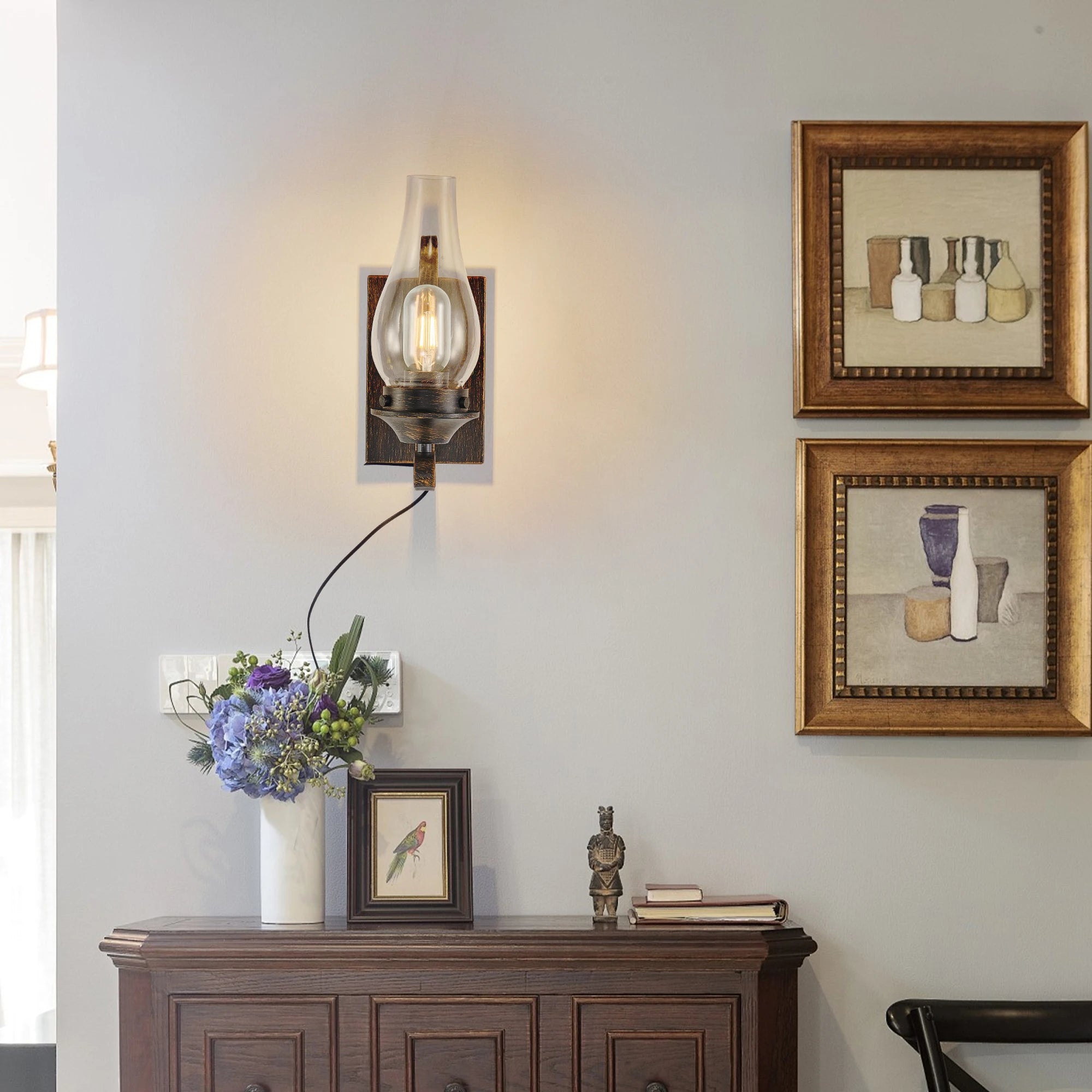 Rustic Farmhouse Plug-in Wall Sconces (Only Supports Plug-in)