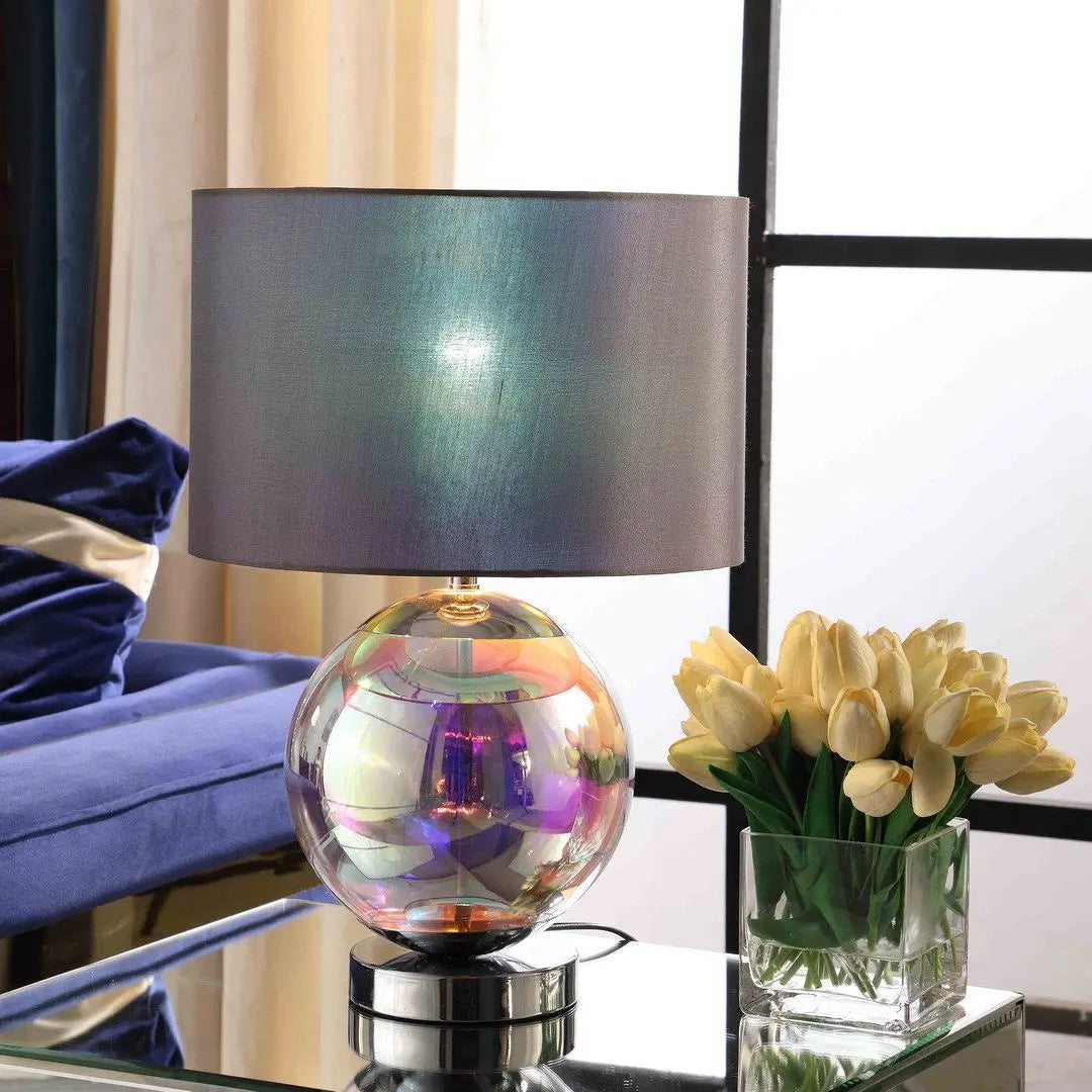 Artie Orb Iridescent Chrome Glass Table Lamp
