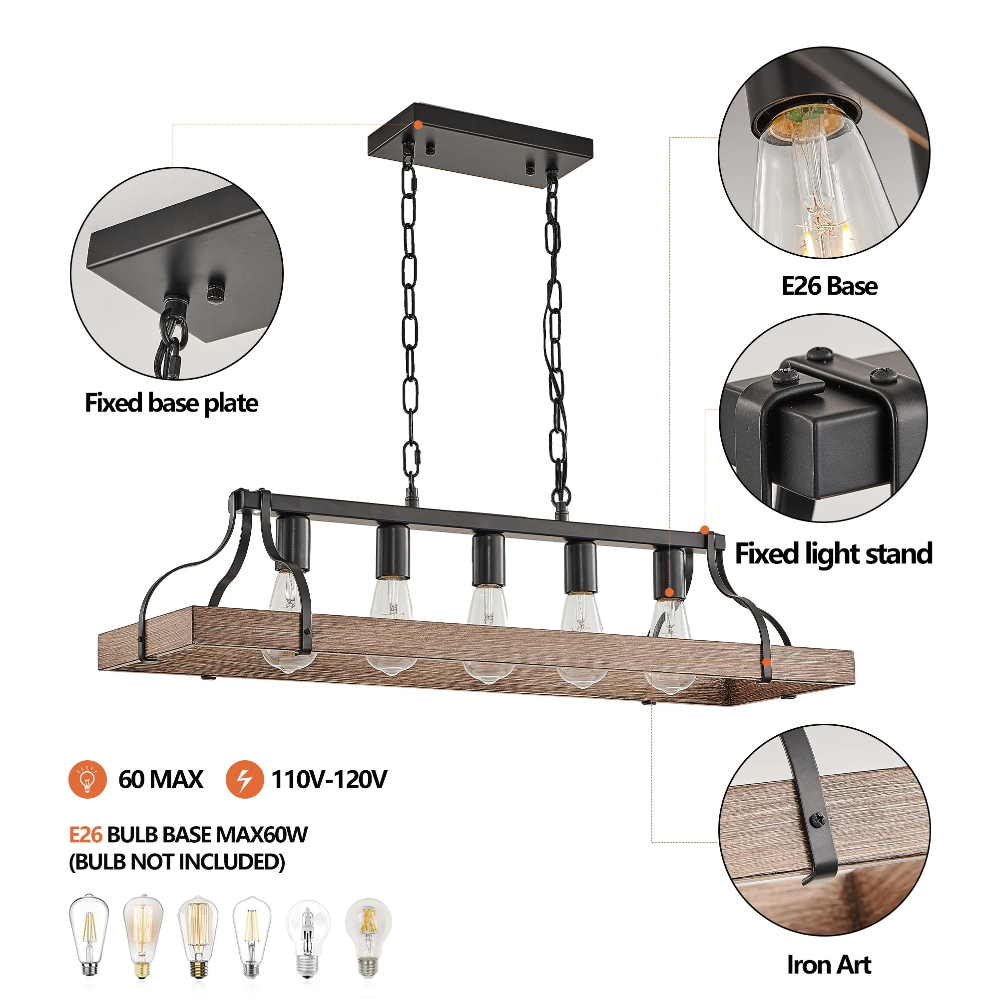 Opeloak 34" Modern Farmhouse Pendant Light