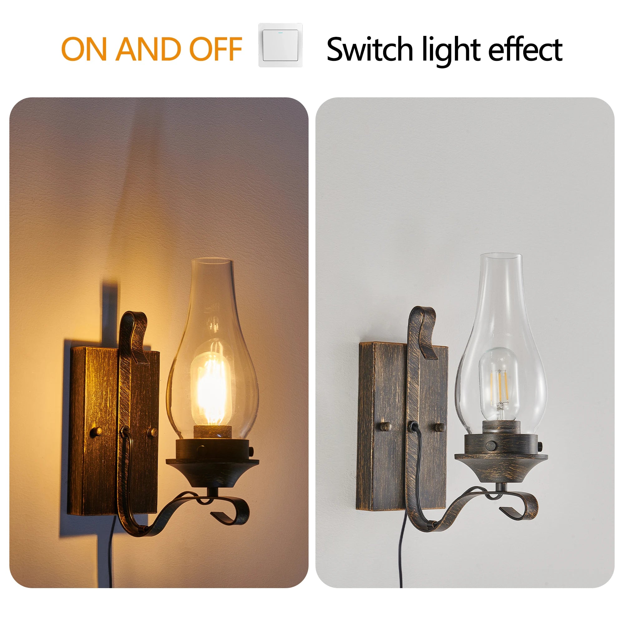 Rustic Farmhouse Plug-in Wall Sconces (Only Supports Plug-in)