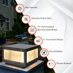Solar Post Light, 12" Outdoor Column Pillar Lamp