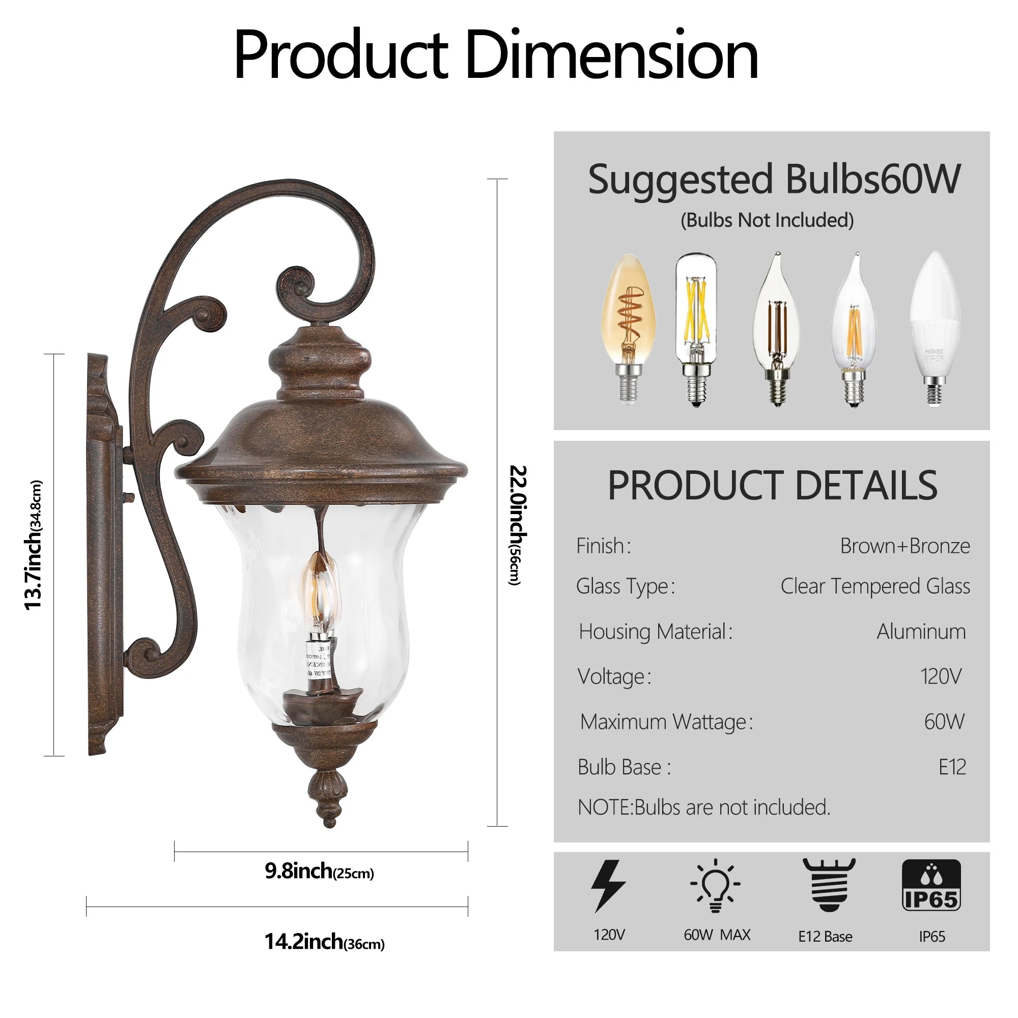 Opeloak 22" Vintage Outdoor Wall Lantern