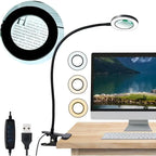Opeloak Modern Clip-On LED Desk Ring Light with Magnifier