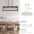 33.5-Inch 5-Light Farmhouse Linear Chandelier