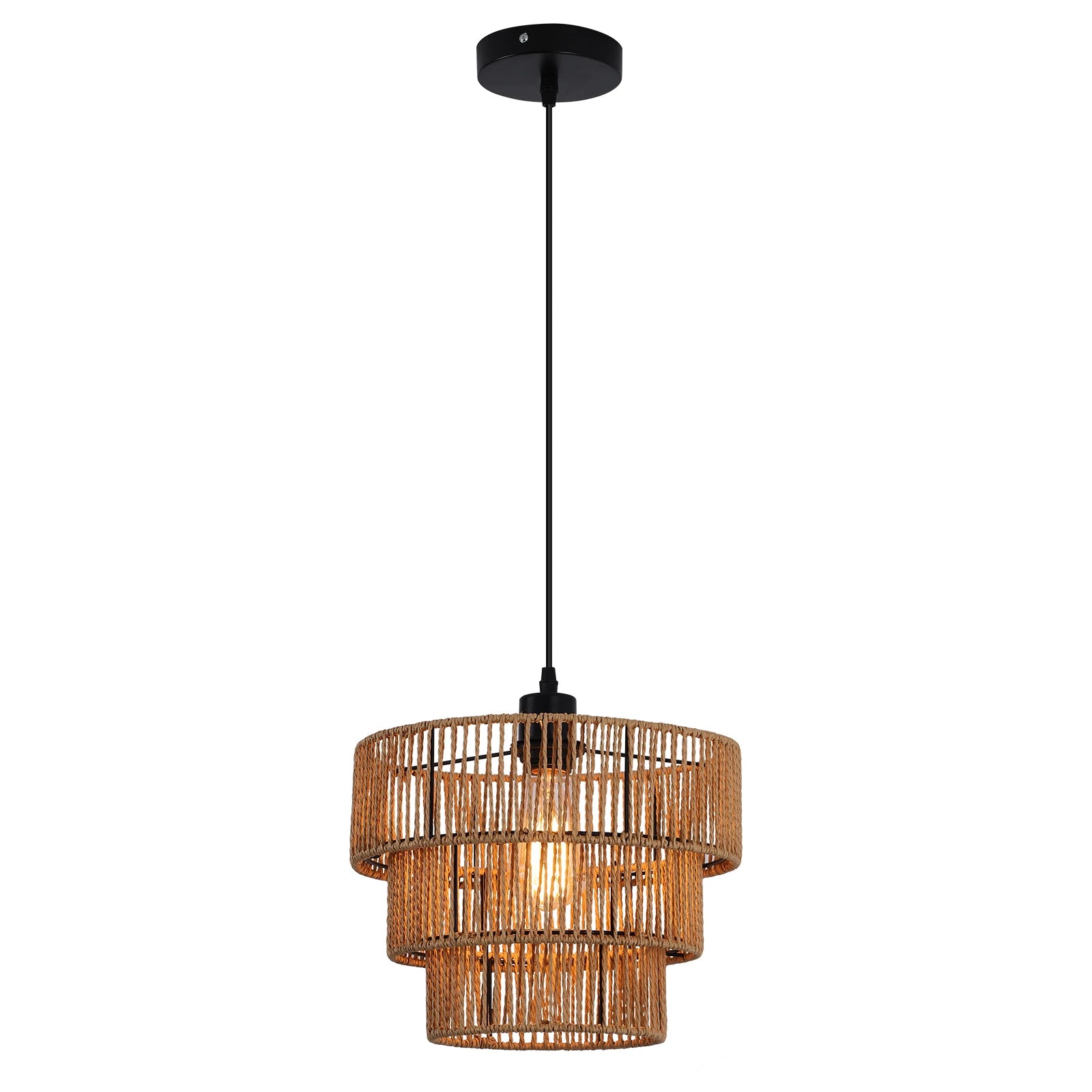 Farmhouse Rattan Boho Pendant Light