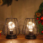 Set of Two Metal Cage Lamp Round Table Lamp for Holiday Decor (2pcs)