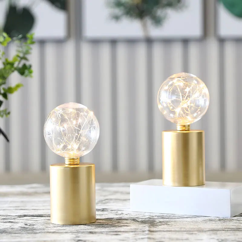 Opeloak Set of 2 Gold Battery Powered Table Lamps