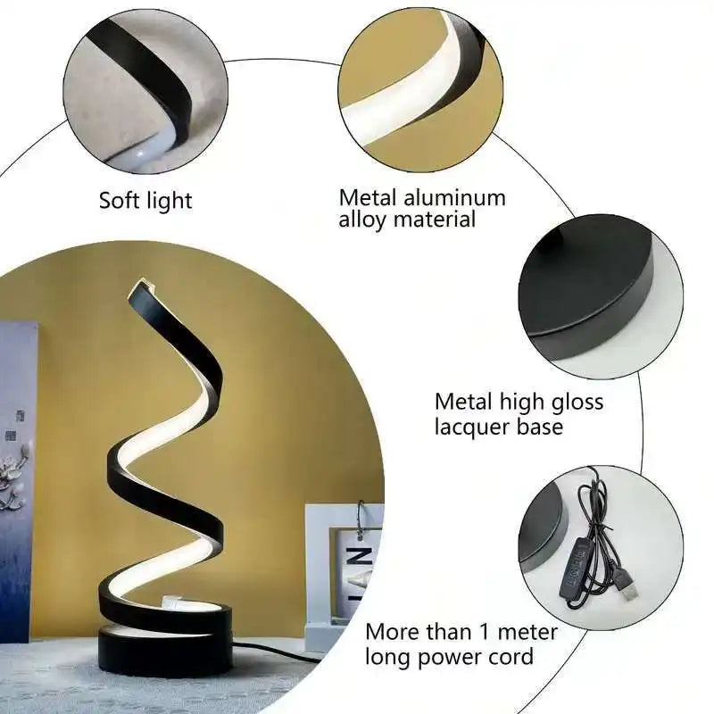 Opeloak Modern Twisted LED Spiral Decorative Table Lamp