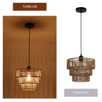 Farmhouse Rattan Boho Pendant Light