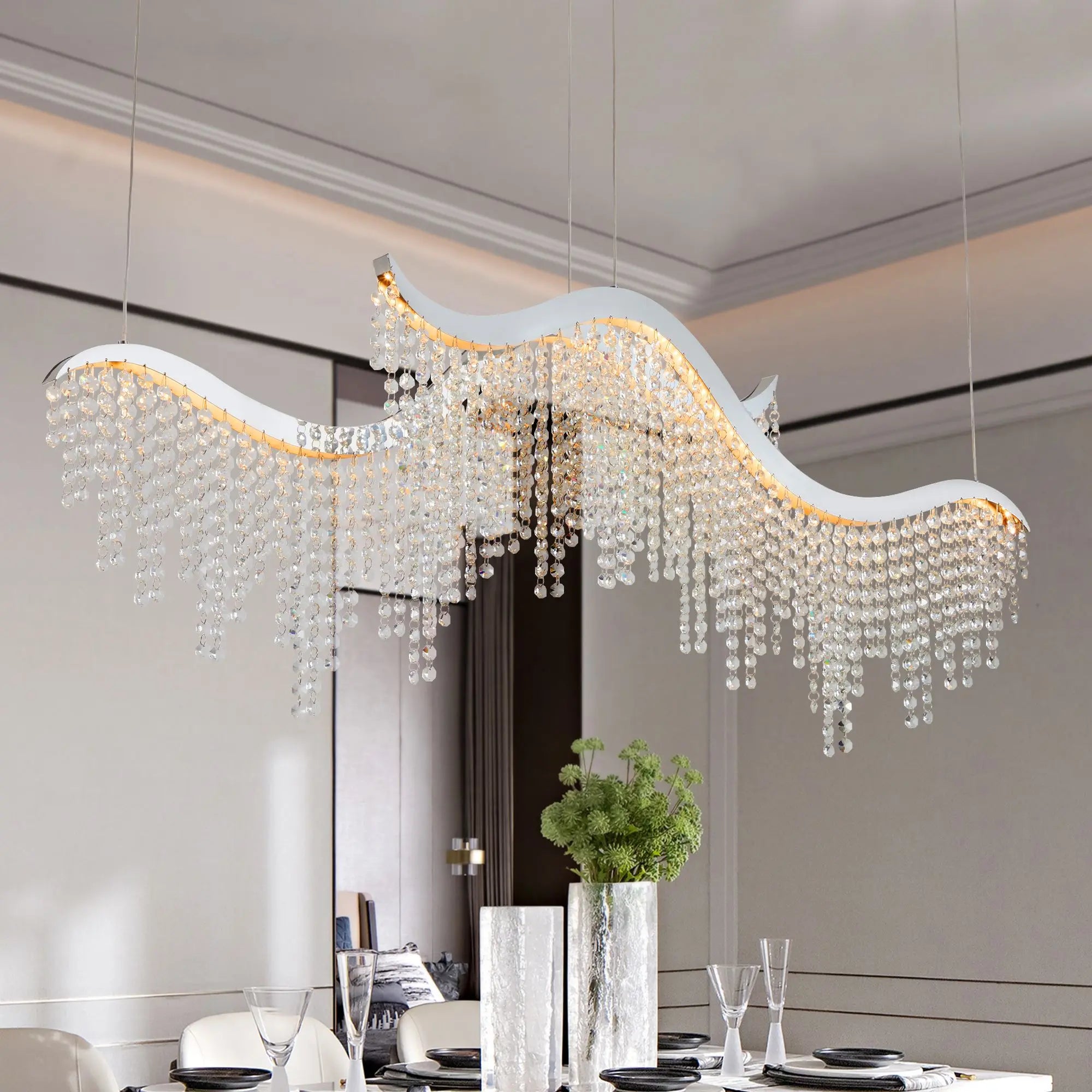 DB Modern 36.2-inch Dangling Wave Crystal Chandelier
