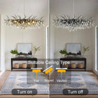 Modern Black Crystal Tree Branch Chandelier