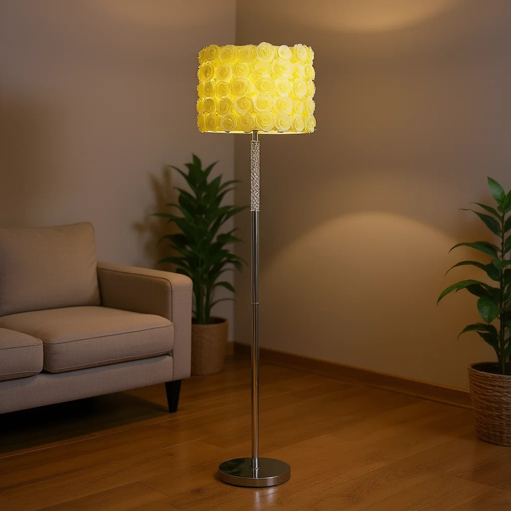 Yellow Roses Floral Floor Lamp
