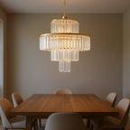 Modern 20" 4-Tier Crystal Chandelier - Gold Finish