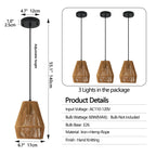 Opeloak 7" Set of 3 Rustic Hemp Rope Pendant Lights