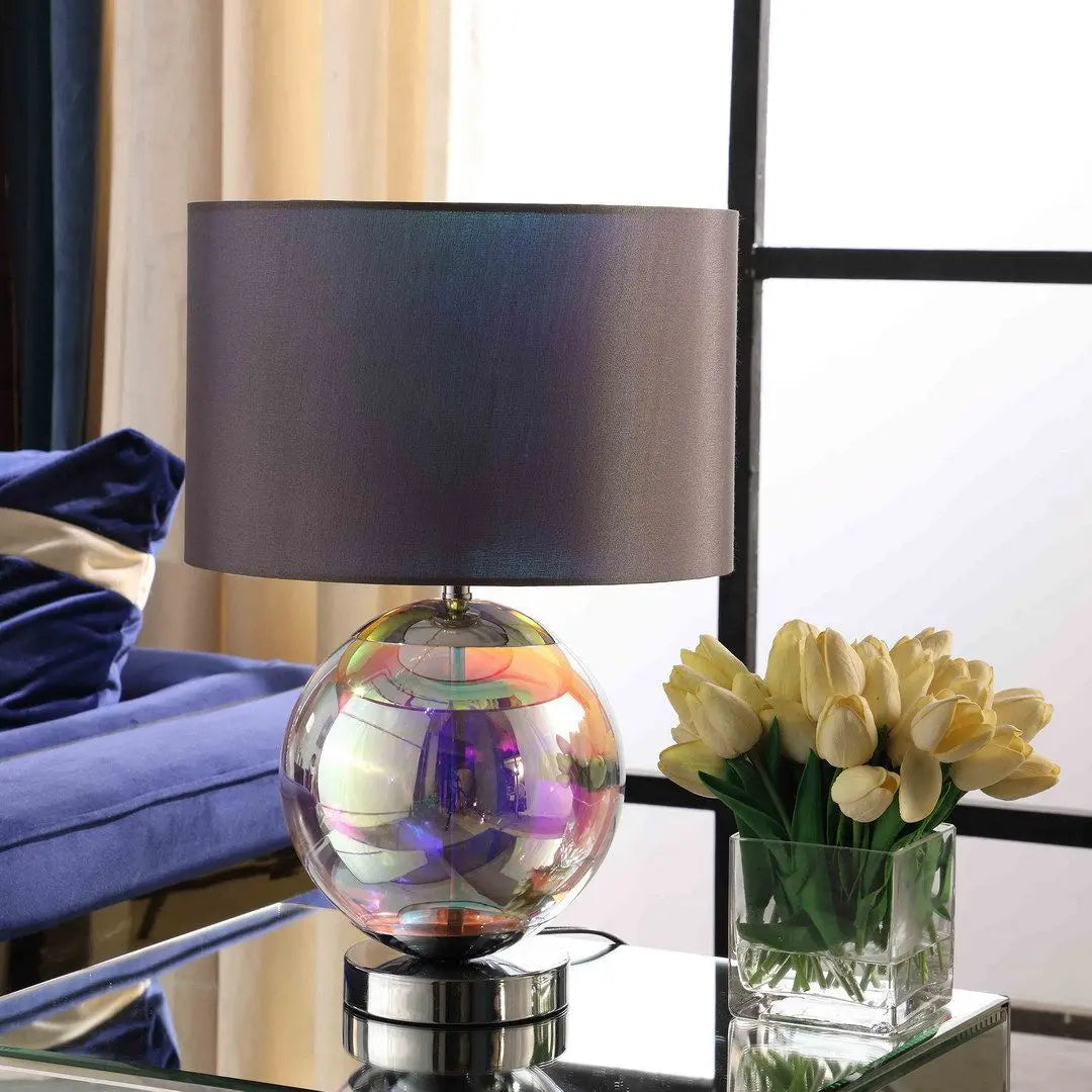 Artie Orb Iridescent Chrome Glass Table Lamp