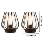 Set of Two Metal Cage Lamp Round Table Lamp for Holiday Decor (2pcs)