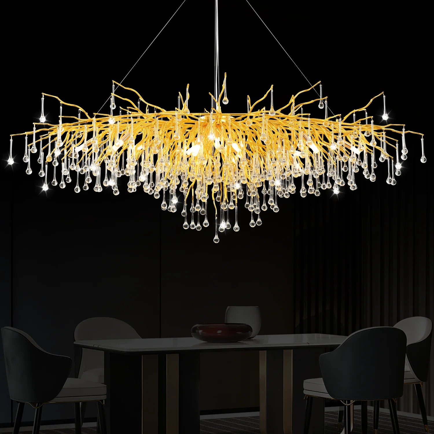 Modern Gold Tree Branch Chandelier