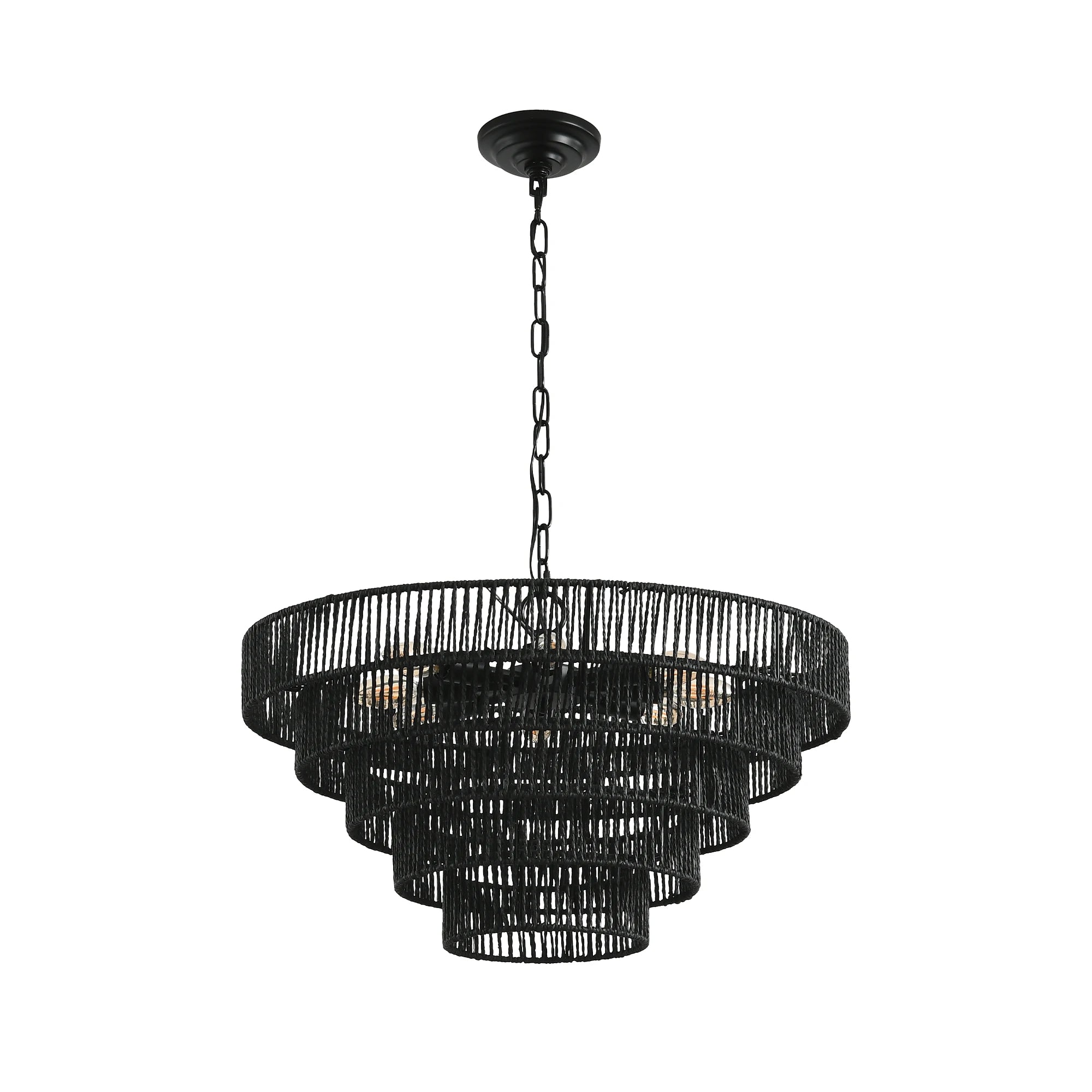 OpeLoak 24" Black Chandelier | 6-Light Boho Pendant