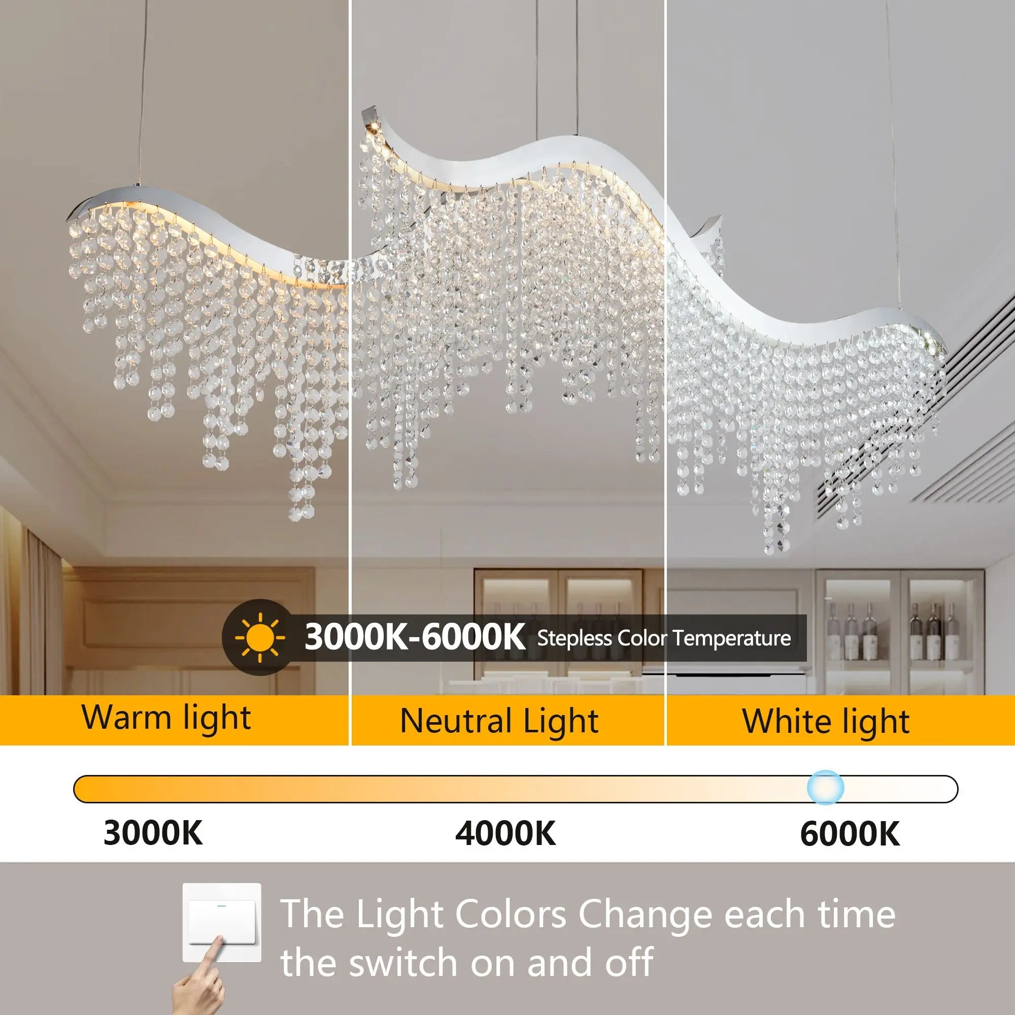 DB Modern 36.2-inch Dangling Wave Crystal Chandelier