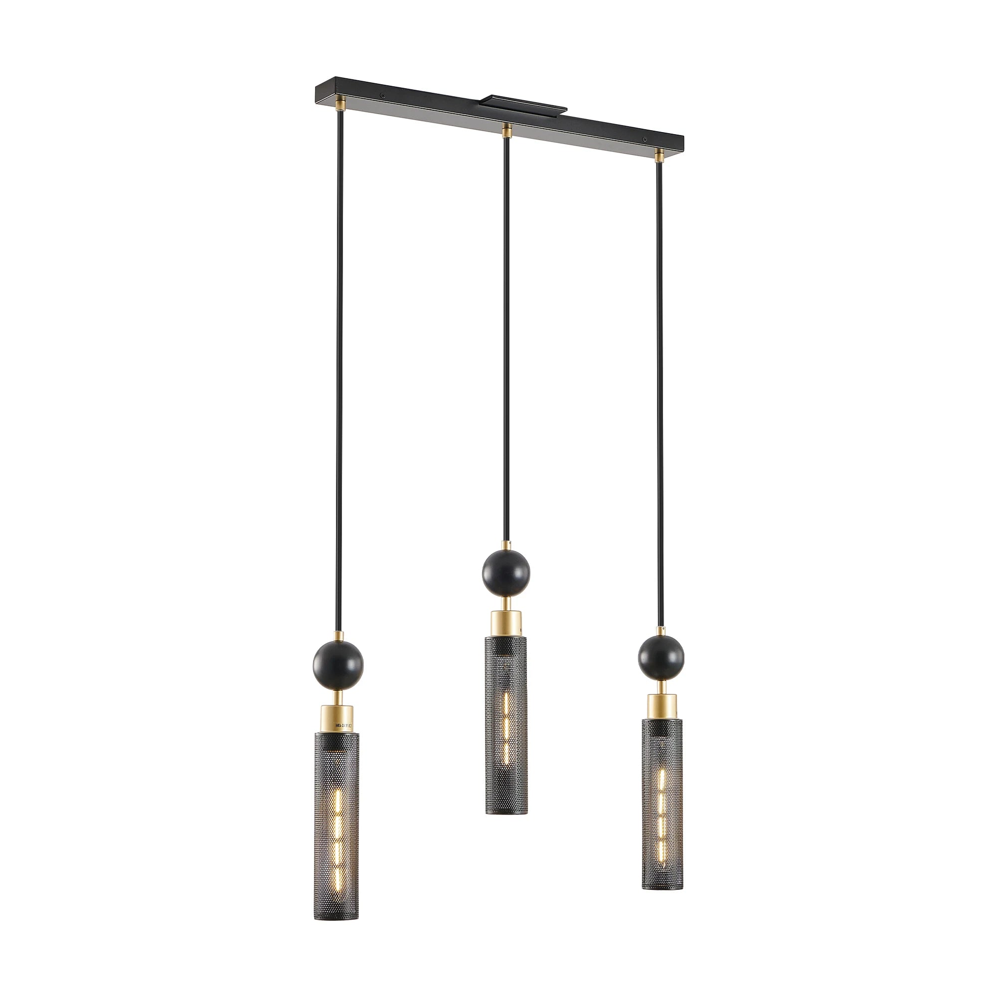 Modern Black and Gold 3-Light Pendant Chandelier