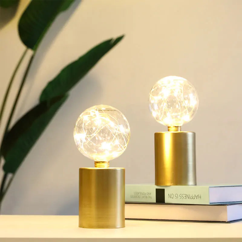 Opeloak Set of 2 Gold Battery Powered Table Lamps