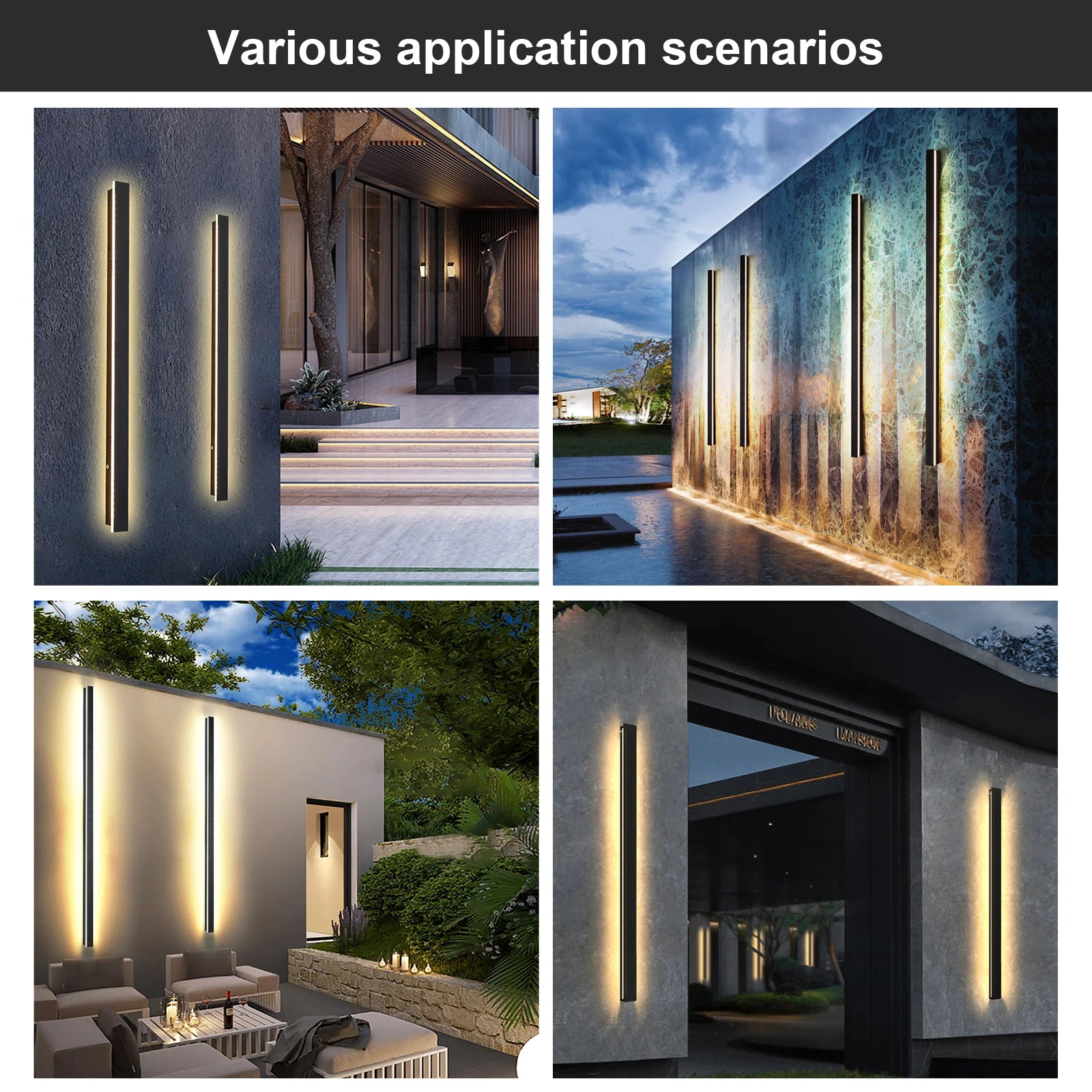 IP65 Waterproof Black LED Outdoor Wall Lamp | Strip Light