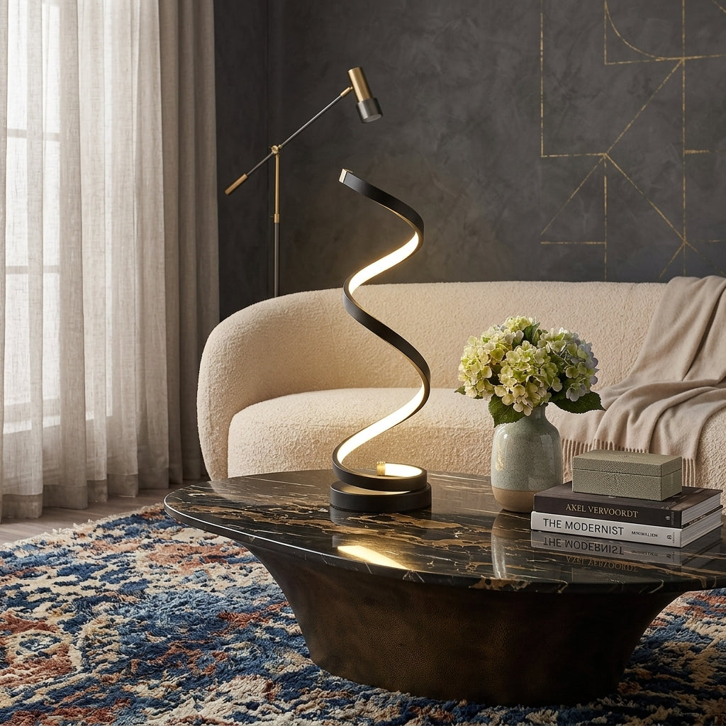 Opeloak Modern Twisted LED Spiral Decorative Table Lamp