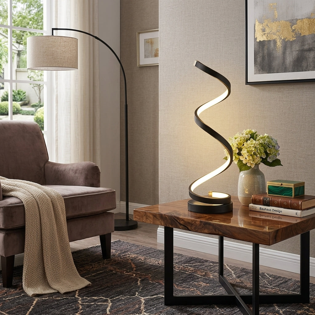 Opeloak Modern Twisted LED Spiral Decorative Table Lamp