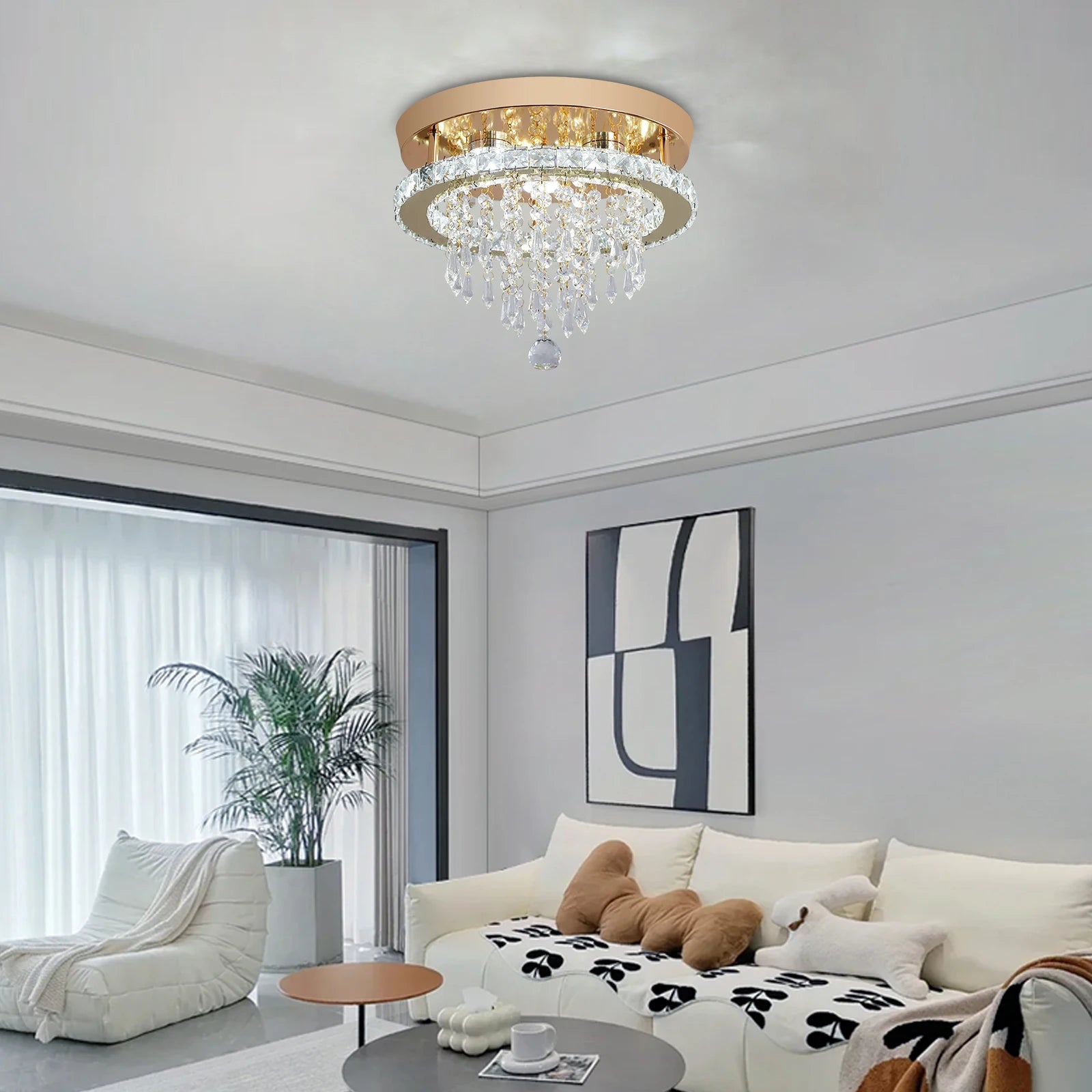 Luxury Gold Crystal Chandelier - Modern LED Bedroom Light