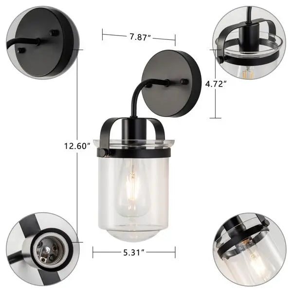 Modern Wall Sconce with Clear Cylindrical Glass Shade