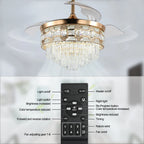 Luxury Gold Smart Ceiling Fan Chandelier - 42"